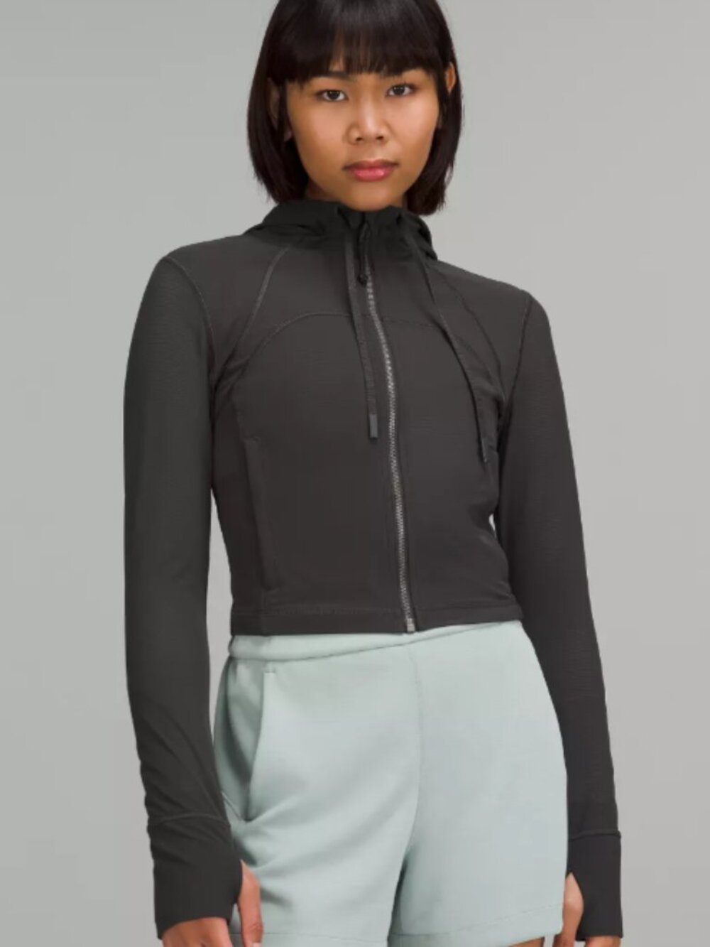 Lululemon Cropped Define Mesh Jacket Nulu - Color: Dark Grey